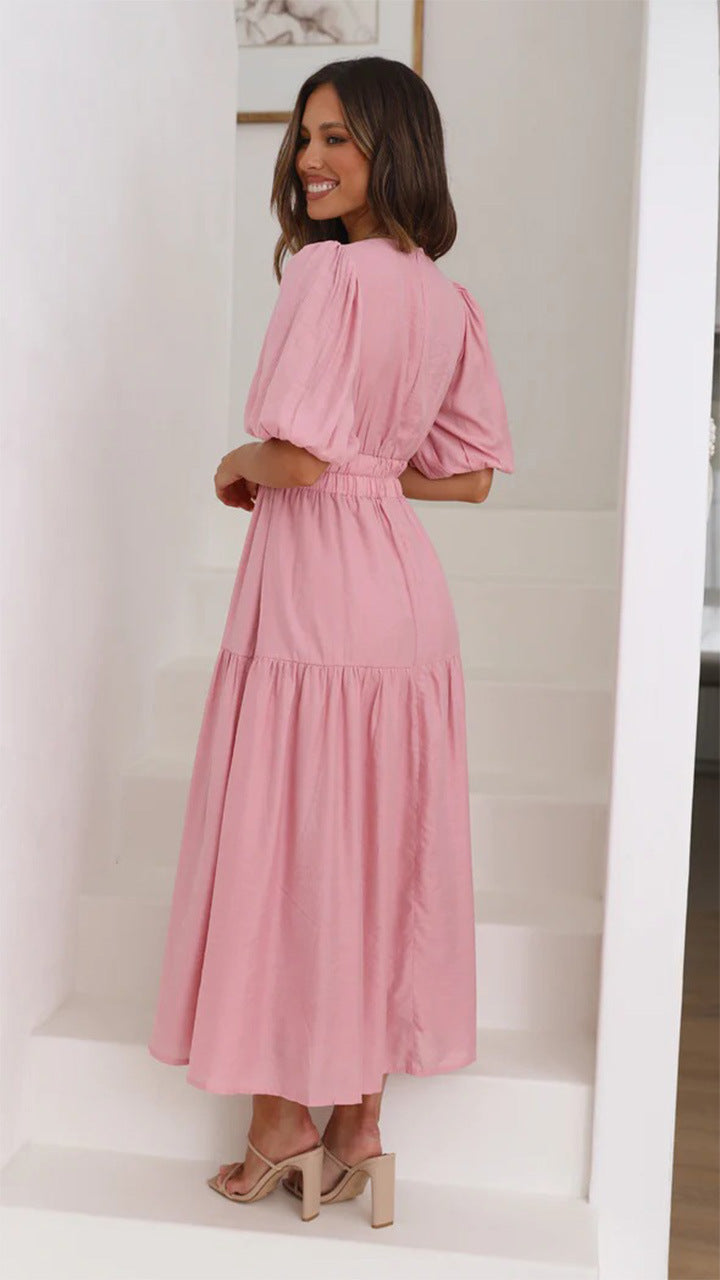 Puffed-sleeve cinched waist dress - By LAQUEZ.