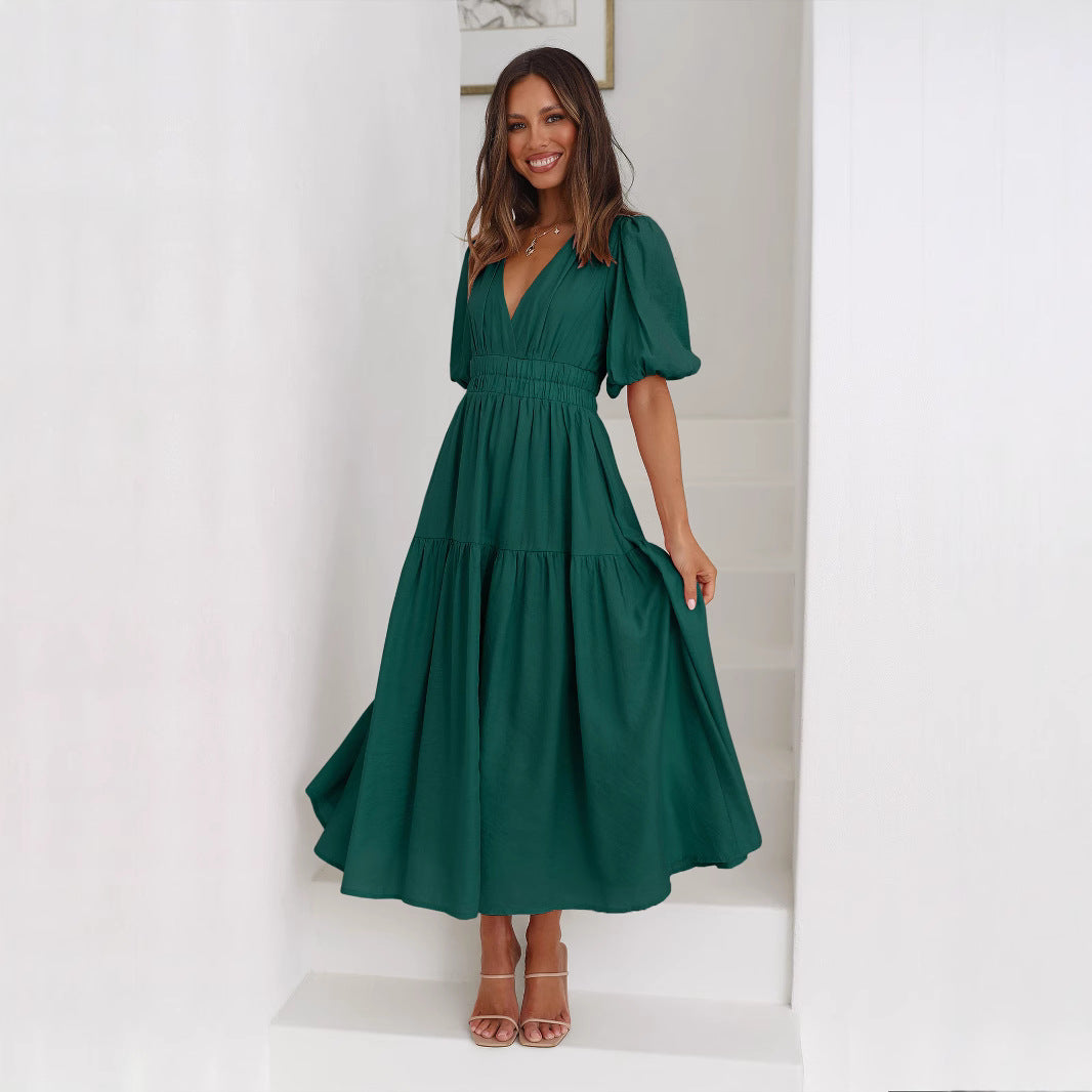 Puffed-sleeve cinched waist dress - By LAQUEZ.