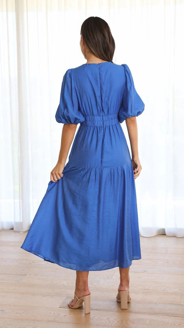 Puffed-sleeve cinched waist dress - By LAQUEZ.