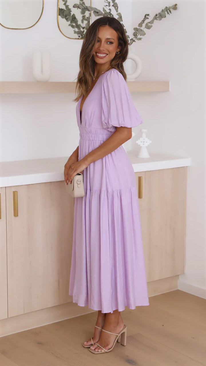 Puffed-sleeve cinched waist dress - By LAQUEZ.